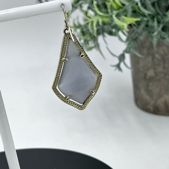 Kendra Scott Alex Slate Cat’s Eye 14K Gold Plated French Wire Earrings - Picture 3 of 12